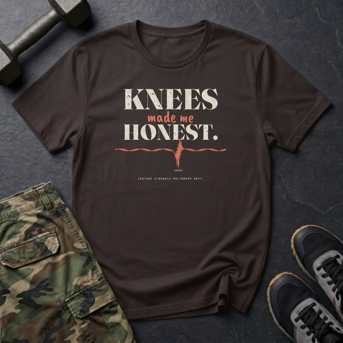 Knees Made Me Honest T-Shirt in Dark Chocolate