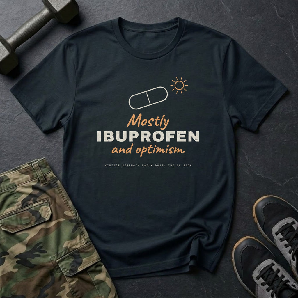 Mostly Ibuprofen and Optimism T-Shirt in Black