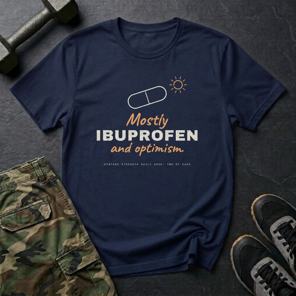 Mostly Ibuprofen and Optimism T-Shirt in Navy