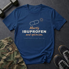 Mostly Ibuprofen and Optimism T-Shirt in Heather Navy
