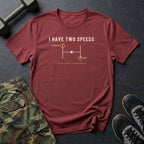 I Have Two Speeds: Careful and Nap T-Shirt in Heather Cardinal