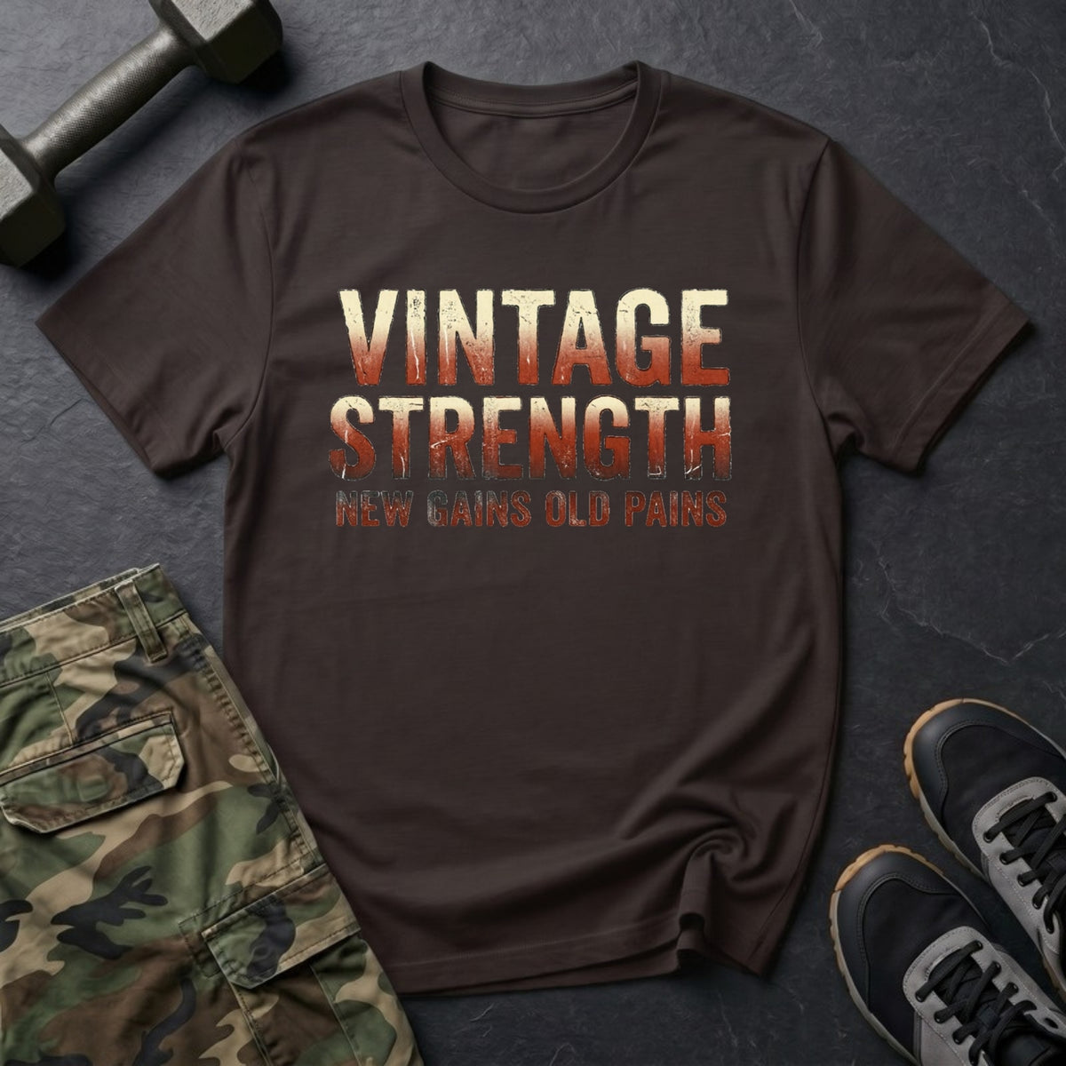 New Gains, Old Pains - Gym T-Shirt in Dark Chocolate