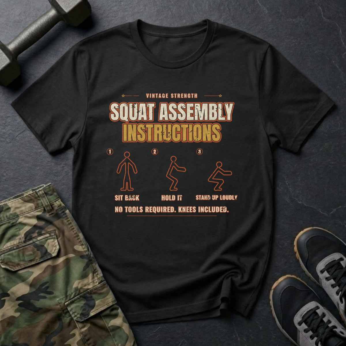 Squat Assembly Instructions T-Shirt in Black