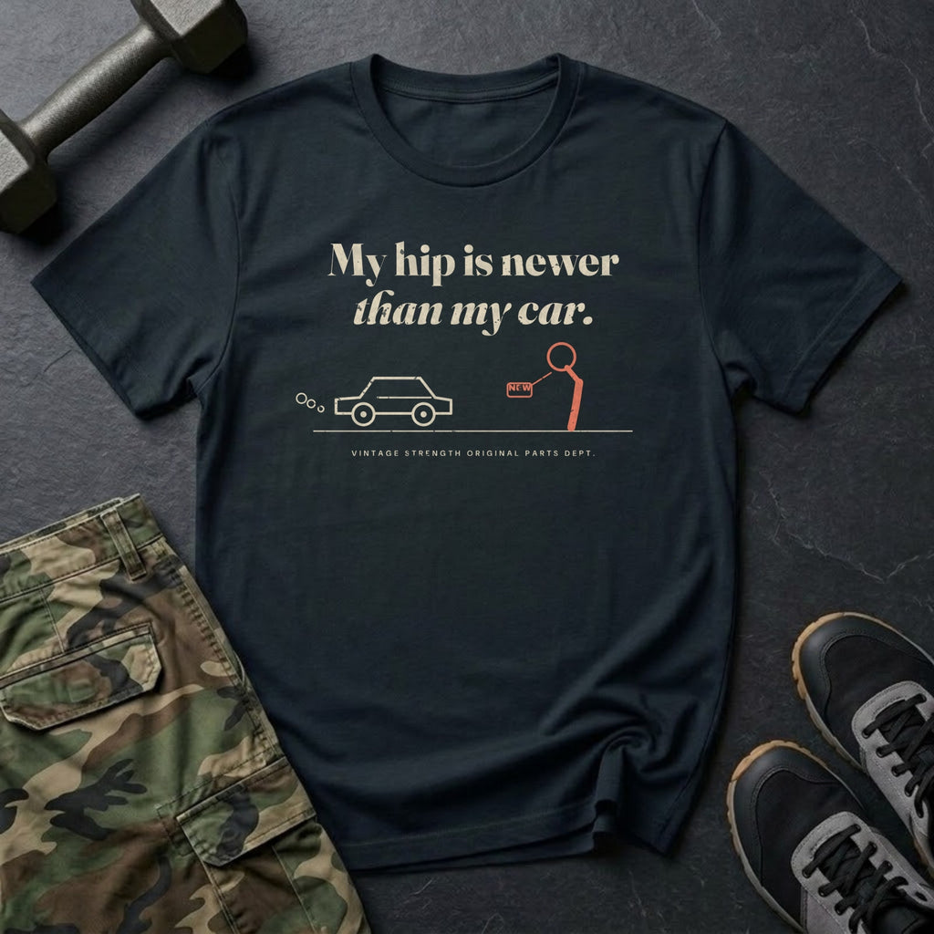 My Hip Is Newer Than My Car T-Shirt in Black