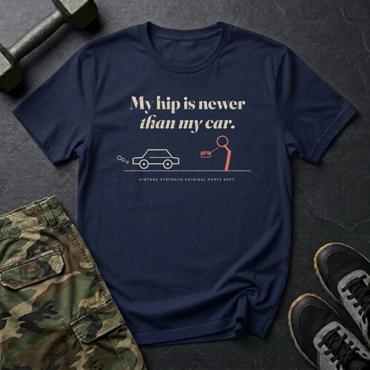 My Hip Is Newer Than My Car T-Shirt in Navy