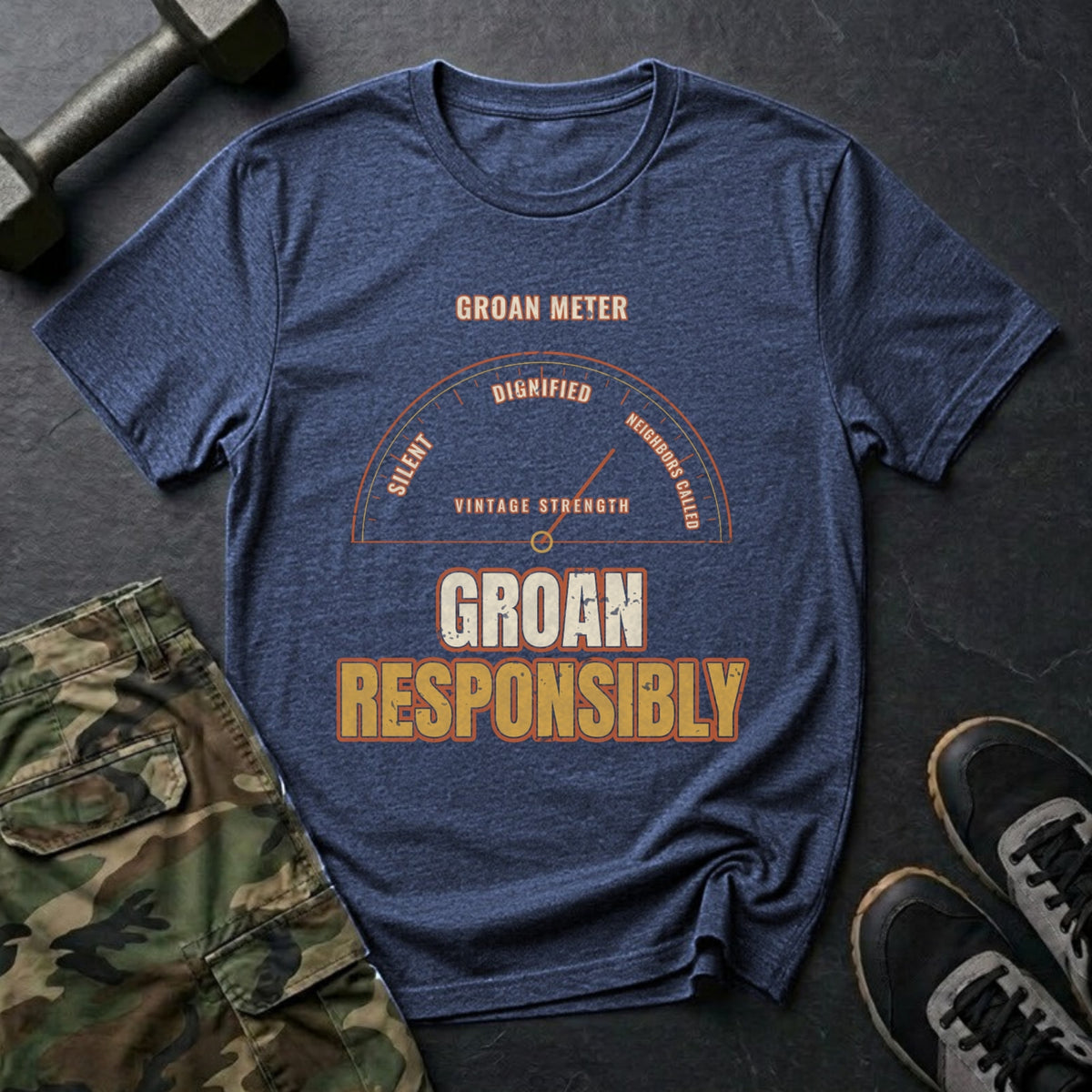 Groan Responsibly T-Shirt in Heather Navy
