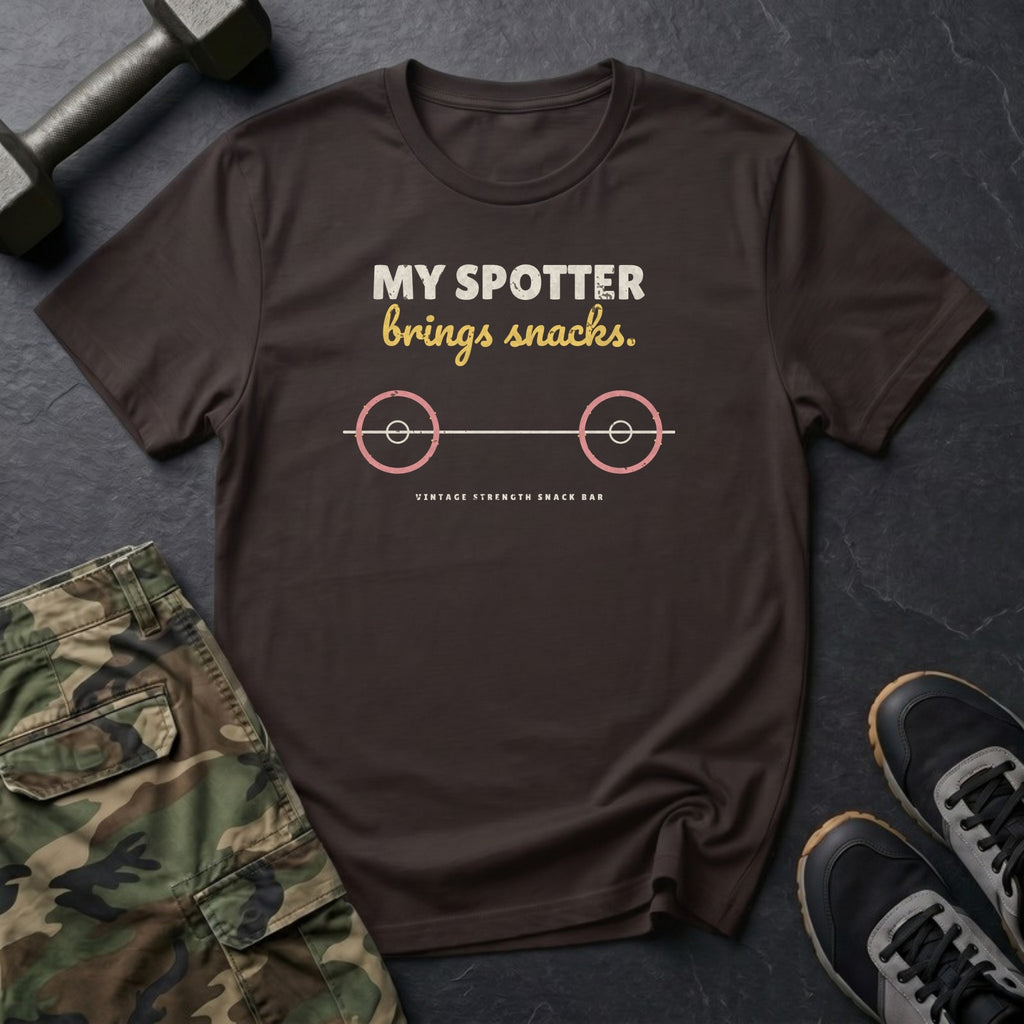 My Spotter Brings Snacks T-Shirt in Dark Chocolate