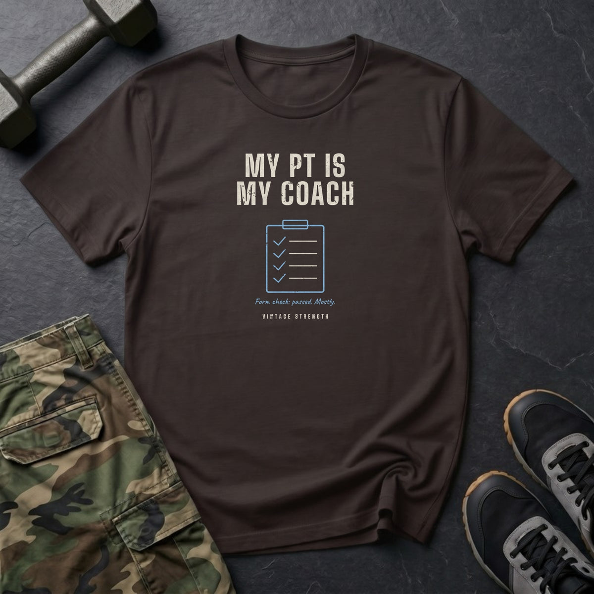 My PT Is My Coach T-Shirt in Dark Chocolate