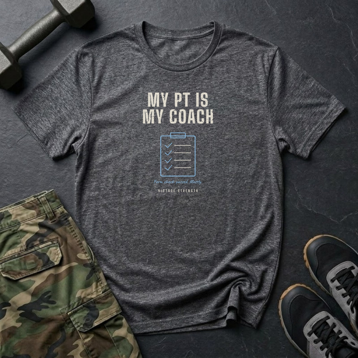 My PT Is My Coach T-Shirt in Dark Heather