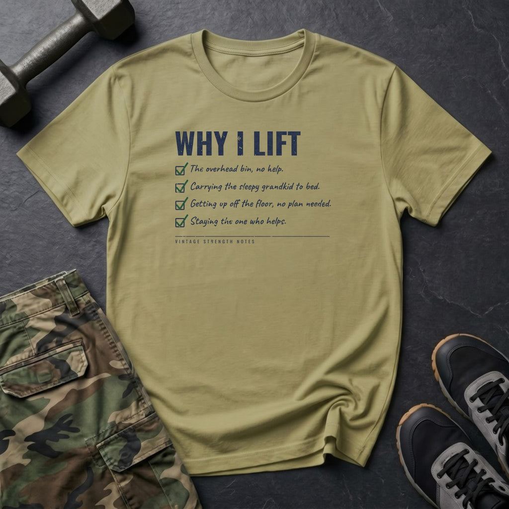Why I Lift (Checklist) T-Shirt in Natural