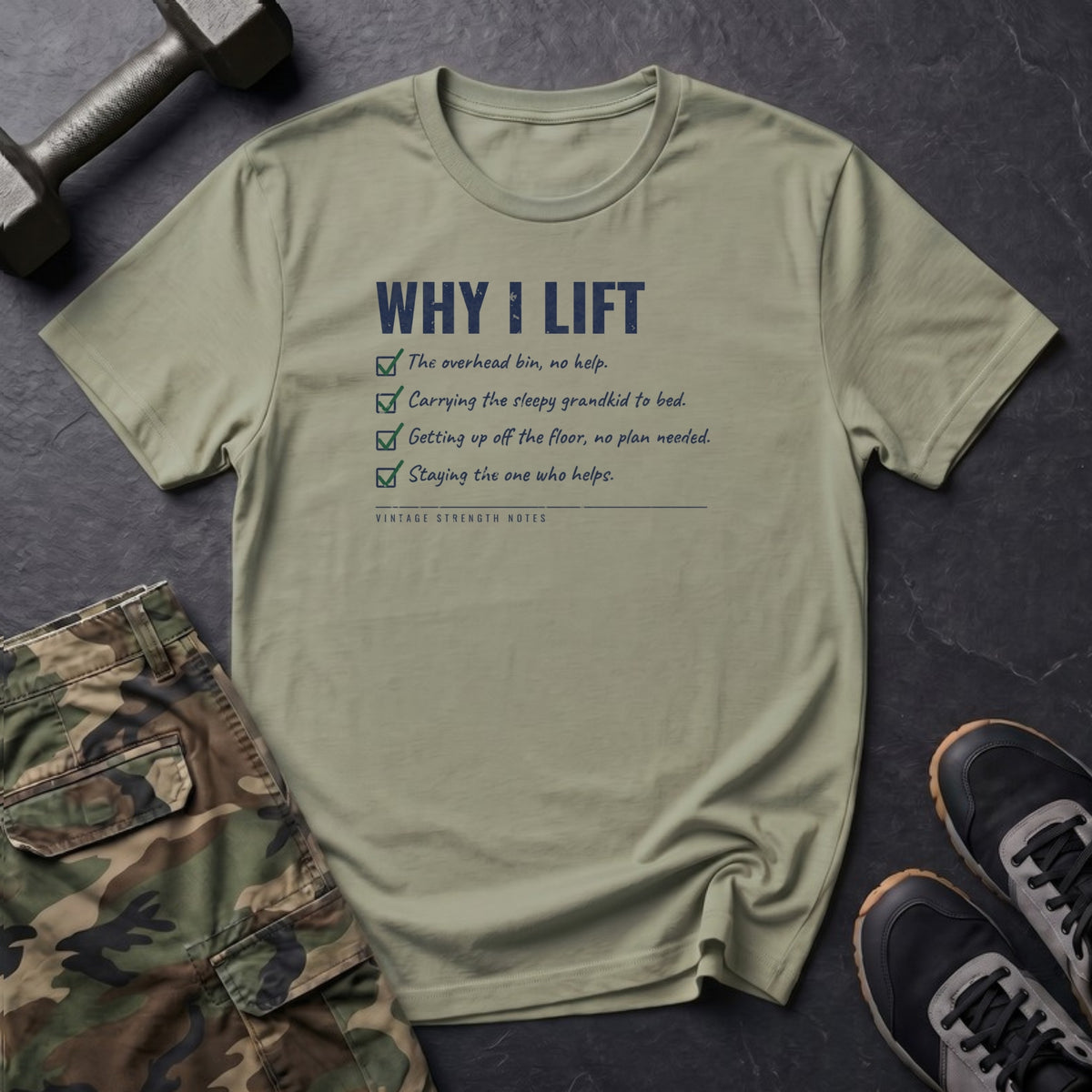 Why I Lift (Checklist) T-Shirt in Pistachio