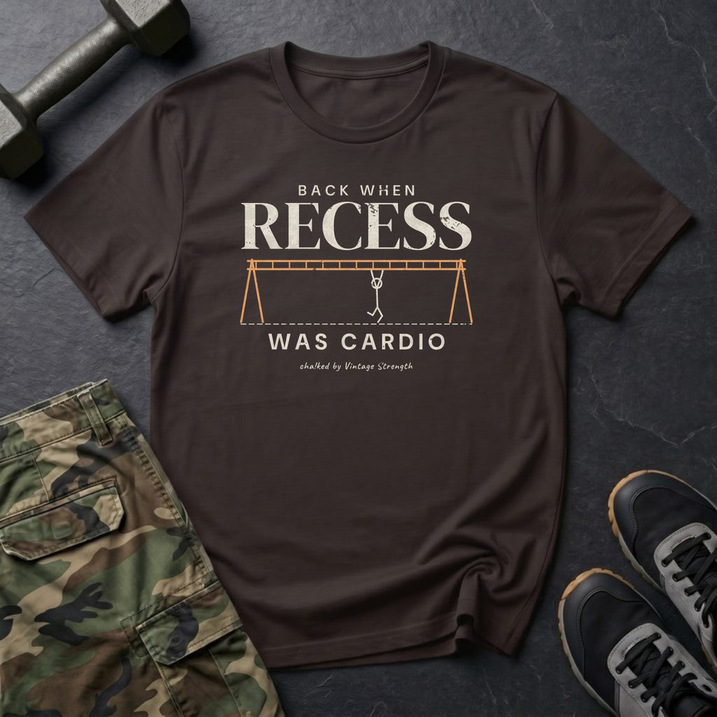 Back When Recess Was Cardio T-Shirt in Dark Chocolate