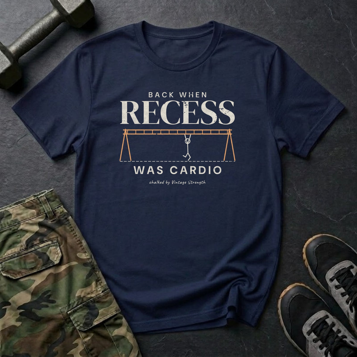 Back When Recess Was Cardio T-Shirt in Navy