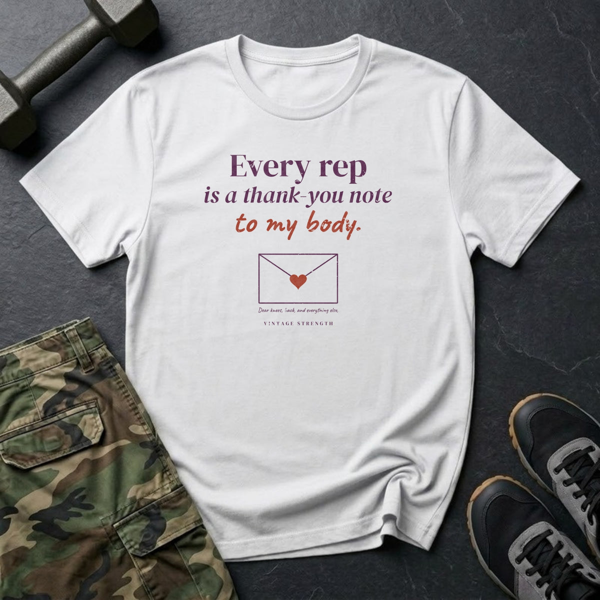 Every Rep Is a Thank-You Note to My Body T-Shirt in White
