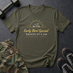 Early Bird Special: Squats at 6 AM T-Shirt in Military Green