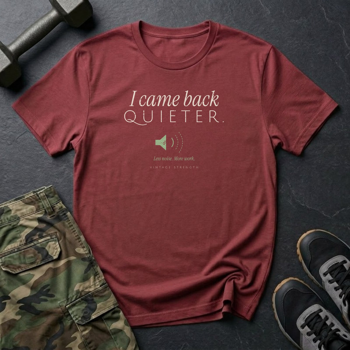 I Came Back Quieter T-Shirt in Heather Cardinal