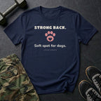 Strong Back. Soft Spot for Dogs. T-Shirt in Navy