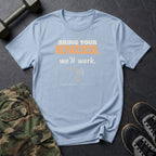 Bring Your Knees, We'll Work T-Shirt in Heather Navy