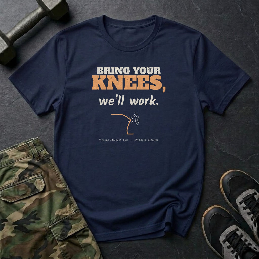 Bring Your Knees, We'll Work T-Shirt in Navy