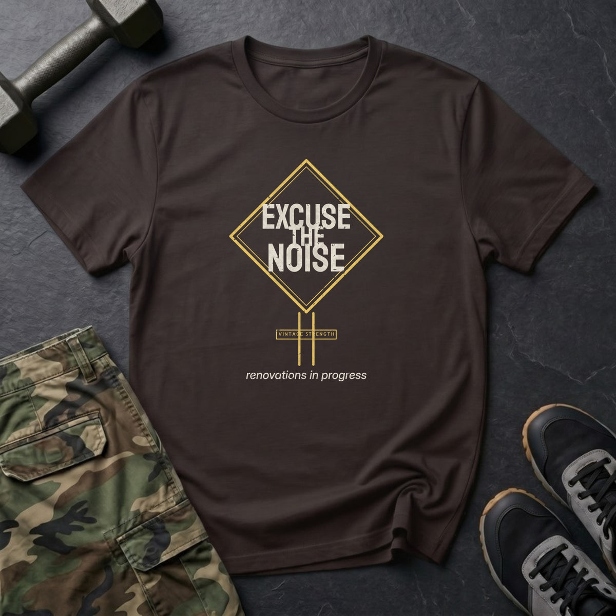 Excuse the Noise: Renovations in Progress T-Shirt in Dark Chocolate