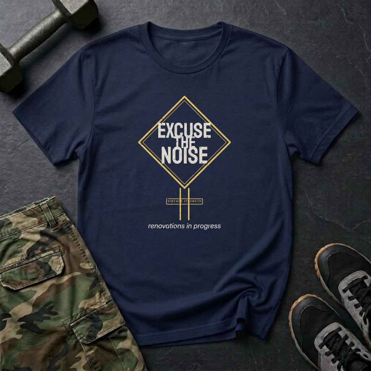 Excuse the Noise: Renovations in Progress T-Shirt in Navy