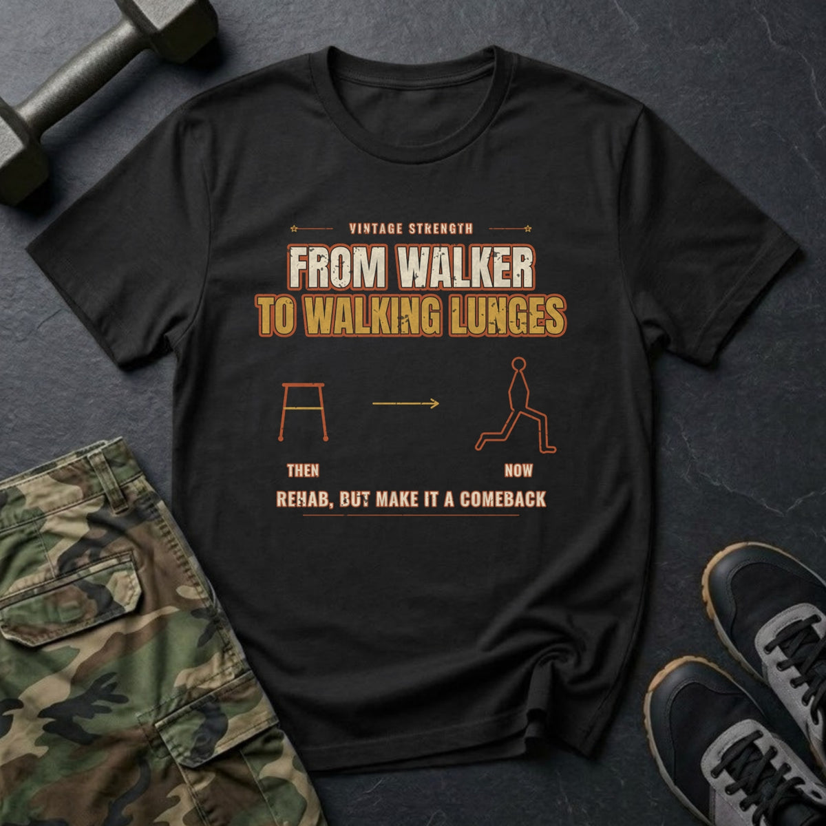 From Walker to Walking Lunges T-Shirt in Black