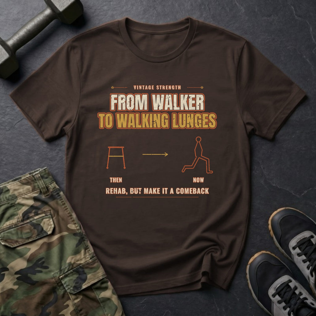 From Walker to Walking Lunges T-Shirt in Dark Chocolate