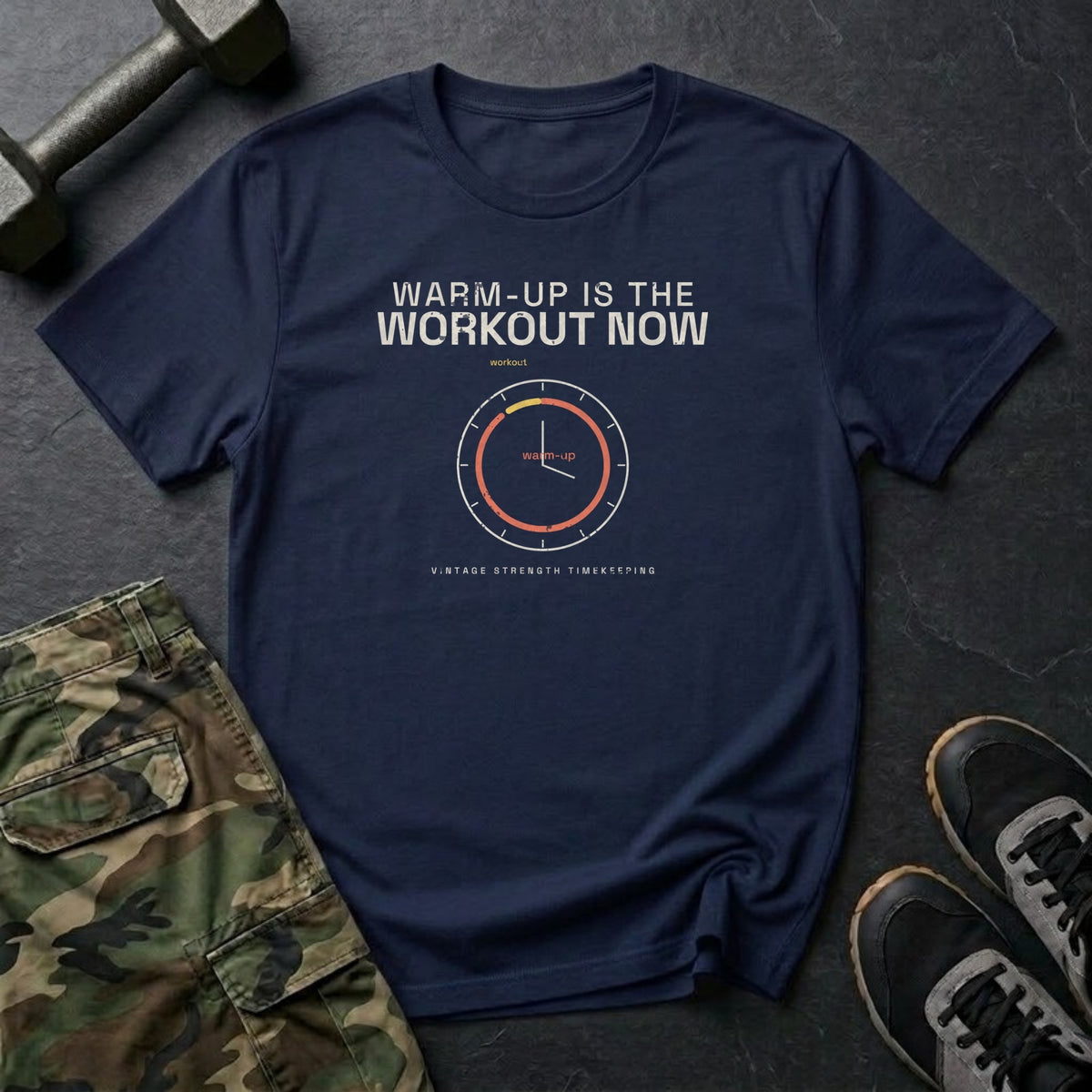 Warm-Up Is The Workout Now T-Shirt in Navy