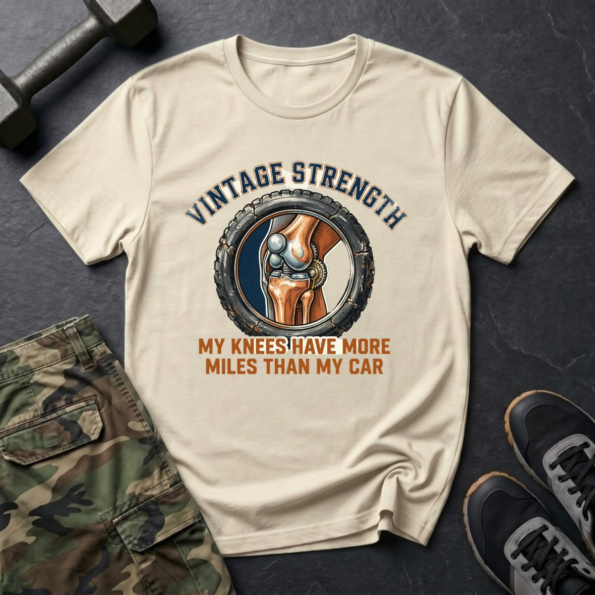 My Knees Have More Miles Than My Car T-Shirt in Sand