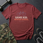 Same Kid. Newer Knees. T-Shirt in Heather Cardinal