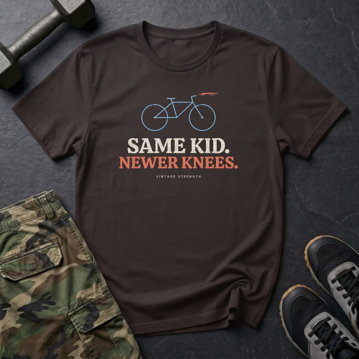 Same Kid. Newer Knees. T-Shirt in Dark Chocolate