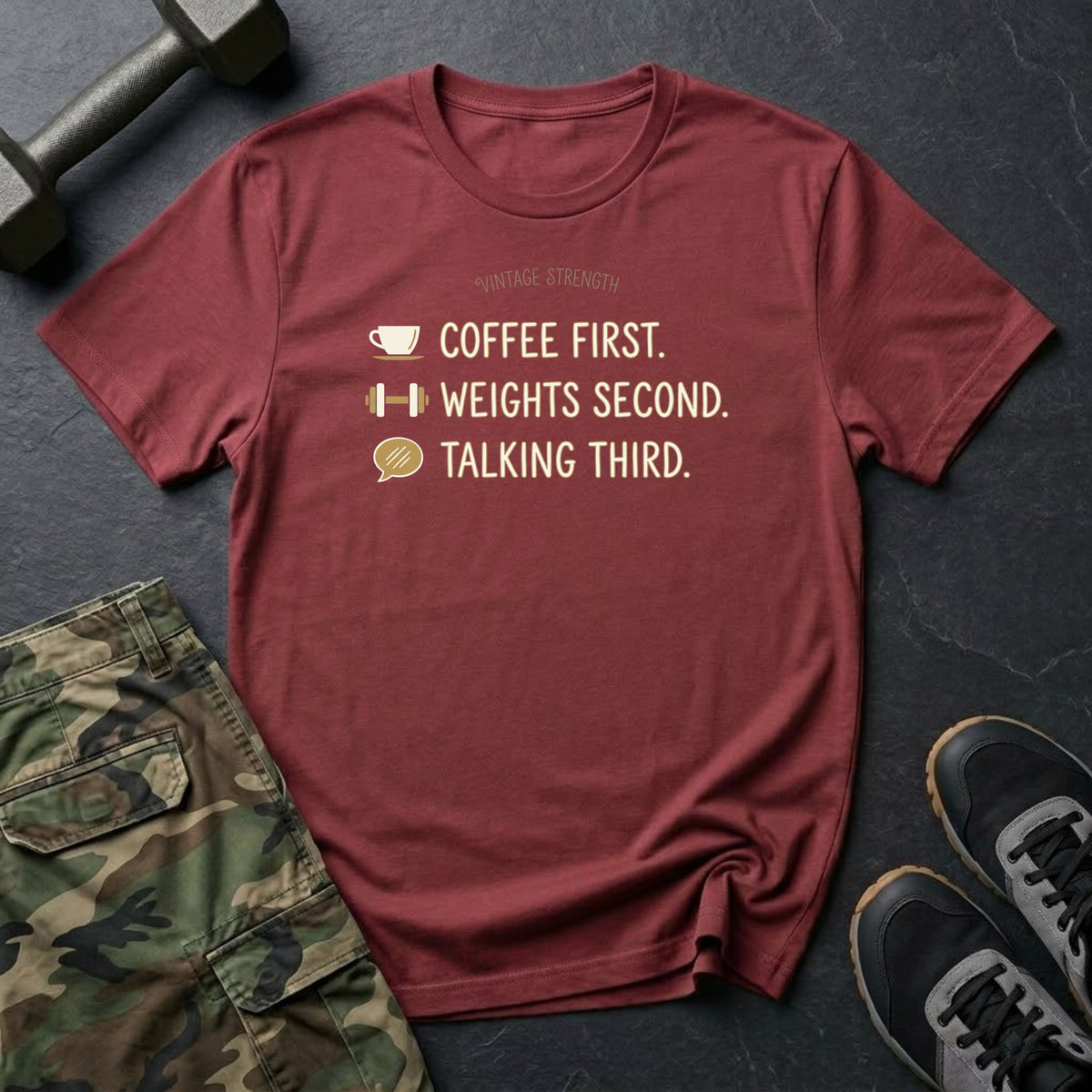 Coffee, Weights, Talking T-Shirt