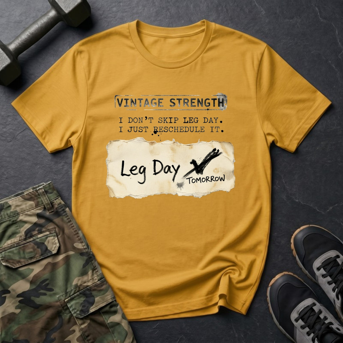 I Don't Skip Leg Day. I Just Reschedule It. T-Shirt in Gold