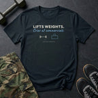 Lifts Weights. Cries at Commercials. T-Shirt in Black