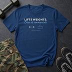 Lifts Weights. Cries at Commercials. T-Shirt in Heather Navy