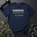 Handrail Assisted. Still Counts. T-Shirt in Navy