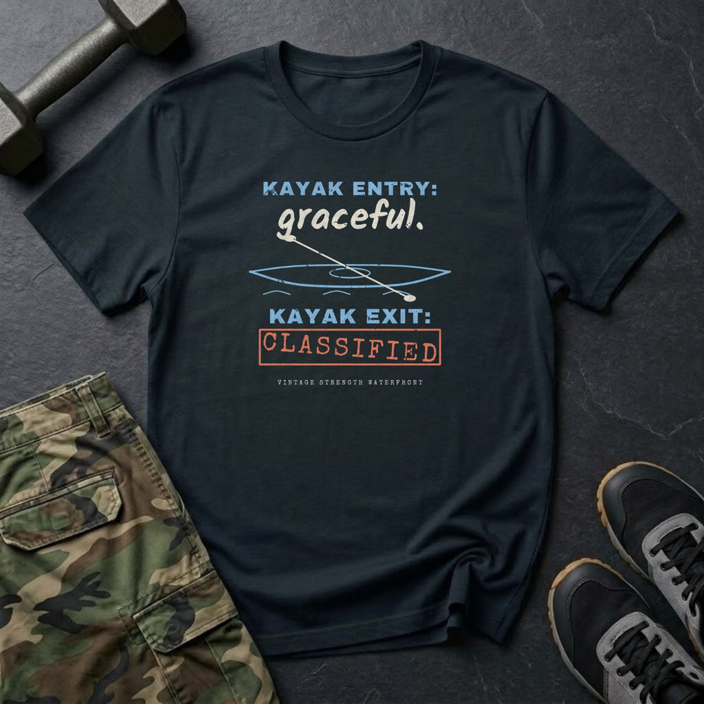 Kayak Entry: Graceful. Kayak Exit: Classified. T-Shirt in Black