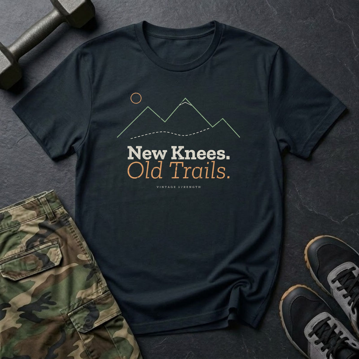 New Knees. Old Trails. T-Shirt in Black