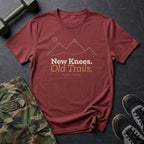New Knees. Old Trails. T-Shirt in Heather Cardinal