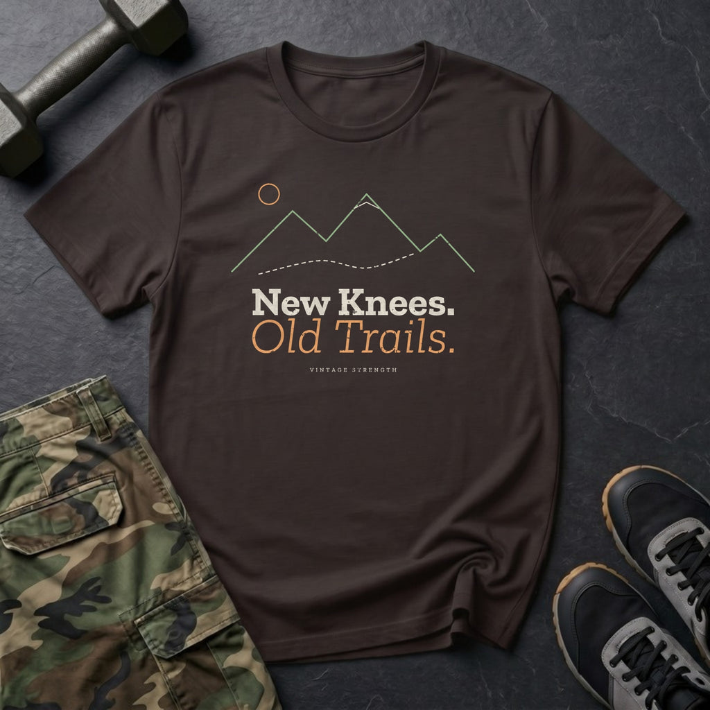 New Knees. Old Trails. T-Shirt in Dark Chocolate