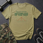 Squats Are for Getting Out of the Tent T-Shirt in Natural