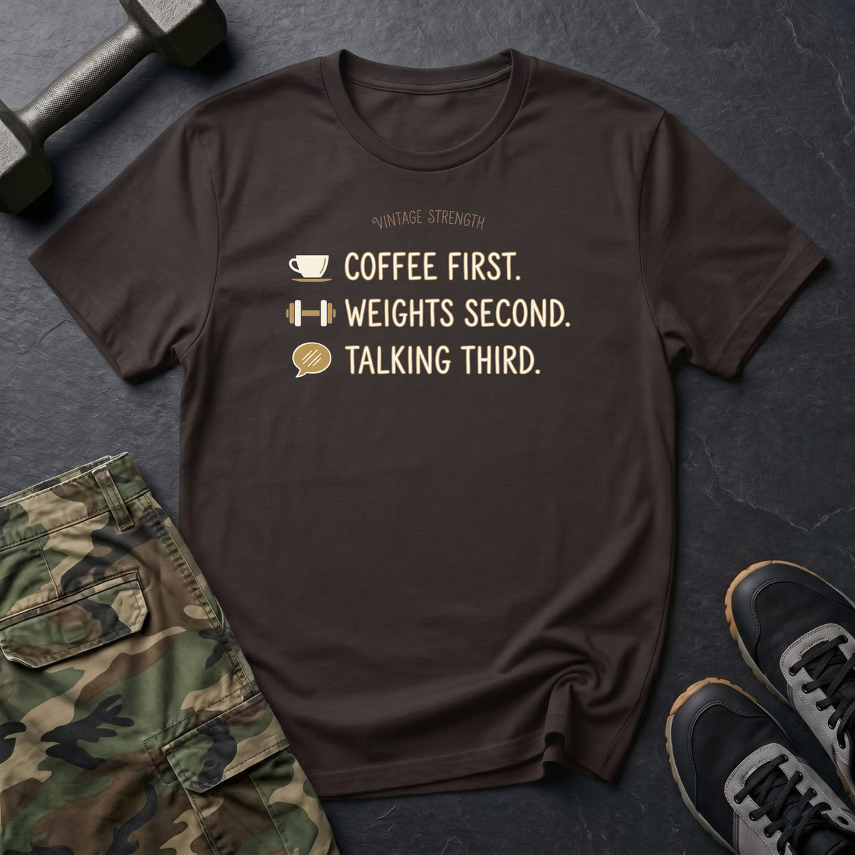 Coffee, Weights, Talking T-Shirt