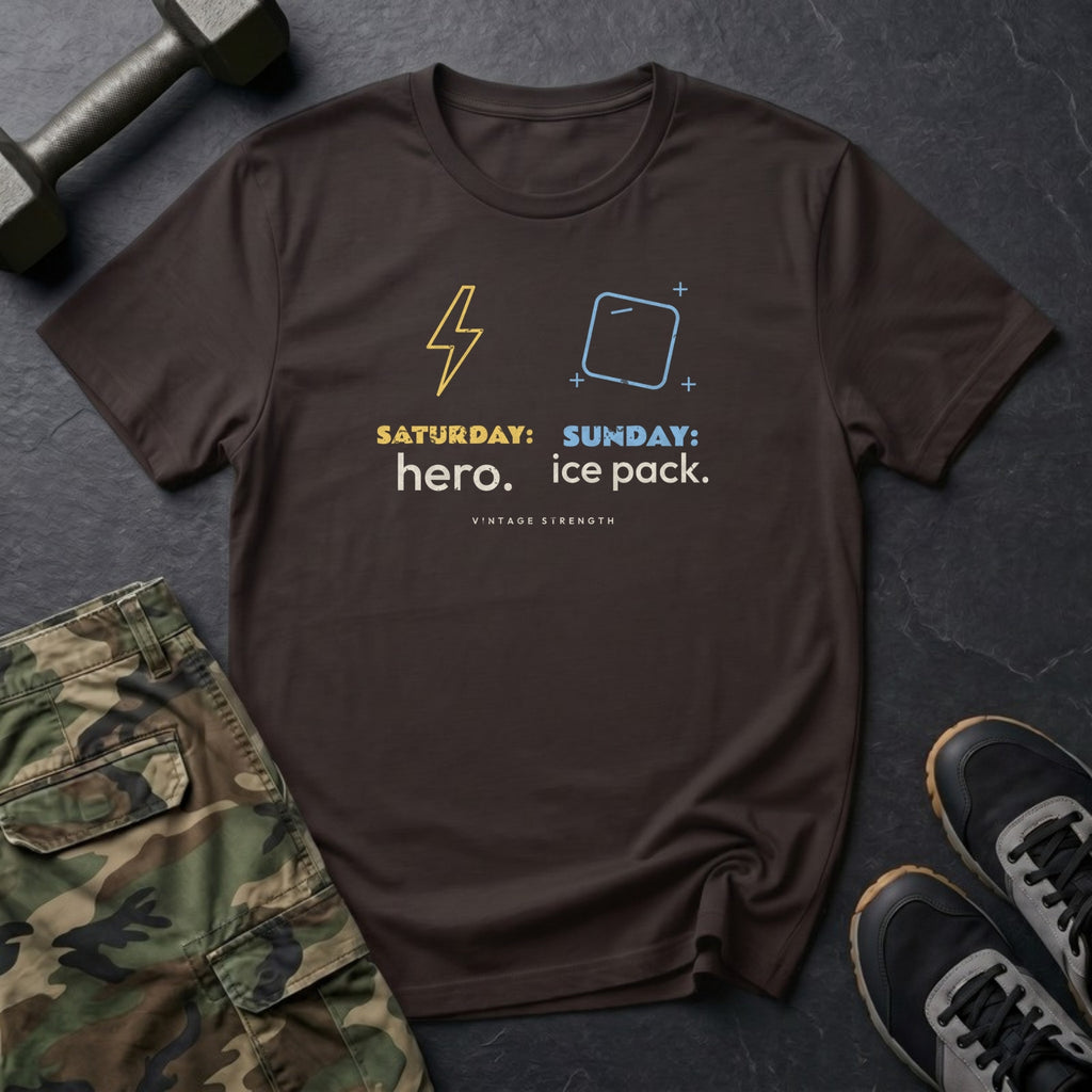 Saturday: Hero. Sunday: Ice Pack. T-Shirt in Dark Chocolate