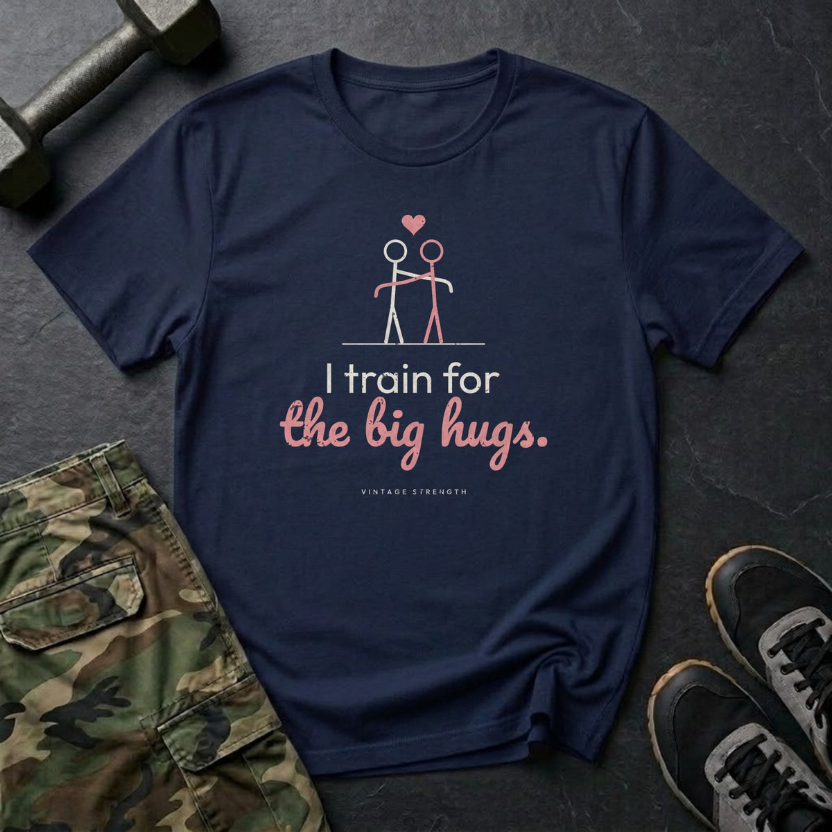 I Train for the Big Hugs T-Shirt in Navy