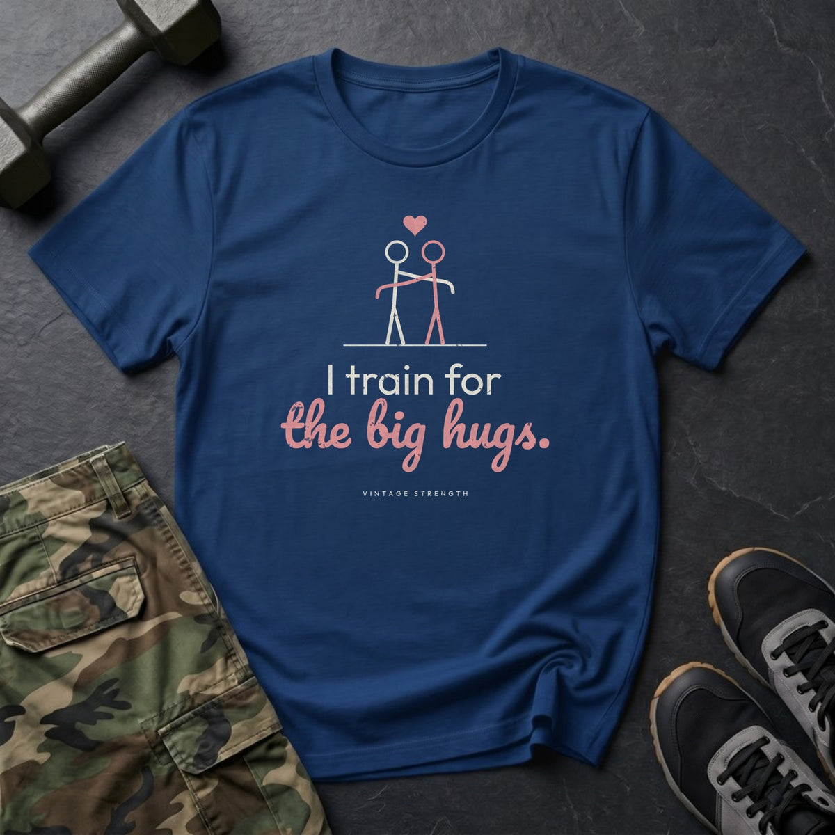 I Train for the Big Hugs T-Shirt in Heather Navy