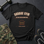 Garage Gym: The Car Lives Outside Now T-Shirt in Black
