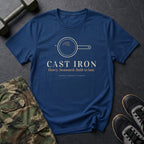 Cast Iron: Heavy. Seasoned. Built to Last. T-Shirt in Heather Navy