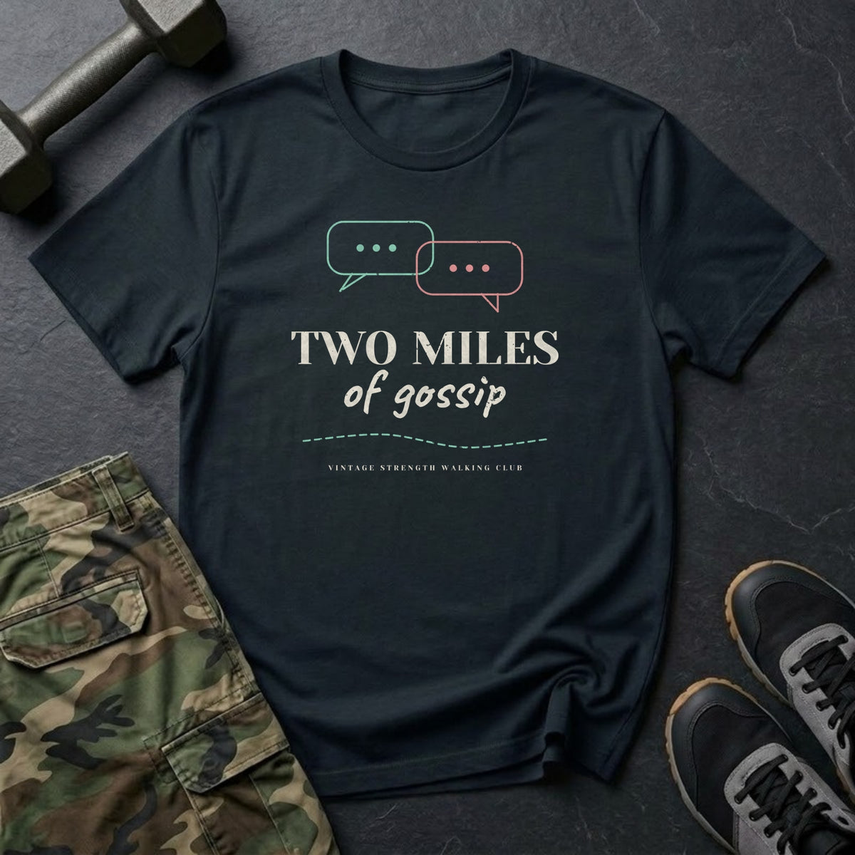 Two Miles of Gossip T-Shirt in Black