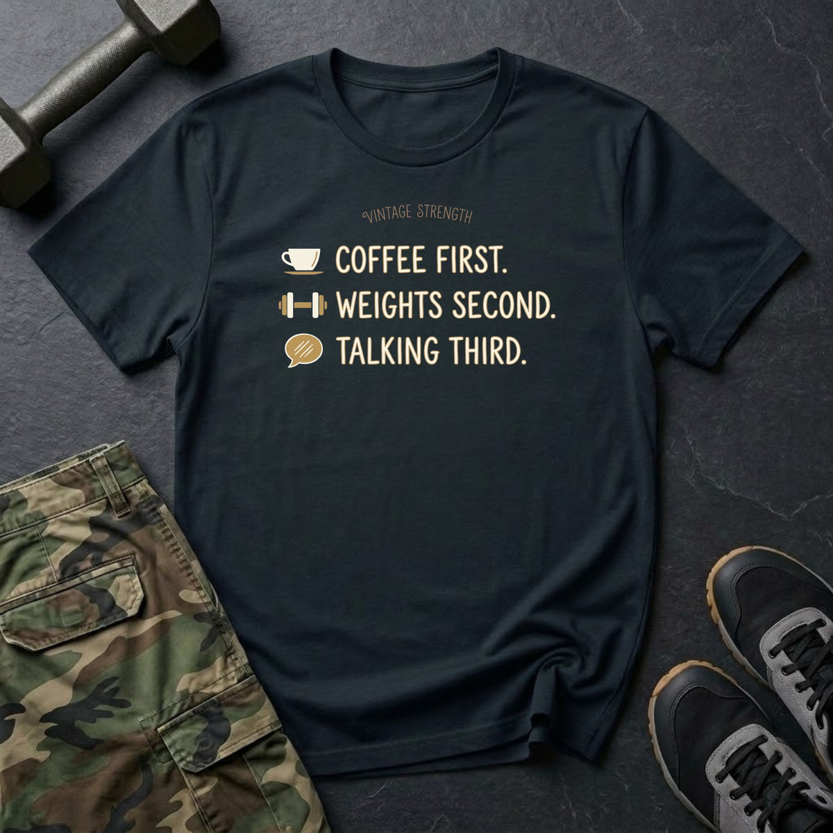 Coffee, Weights, Talking T-Shirt