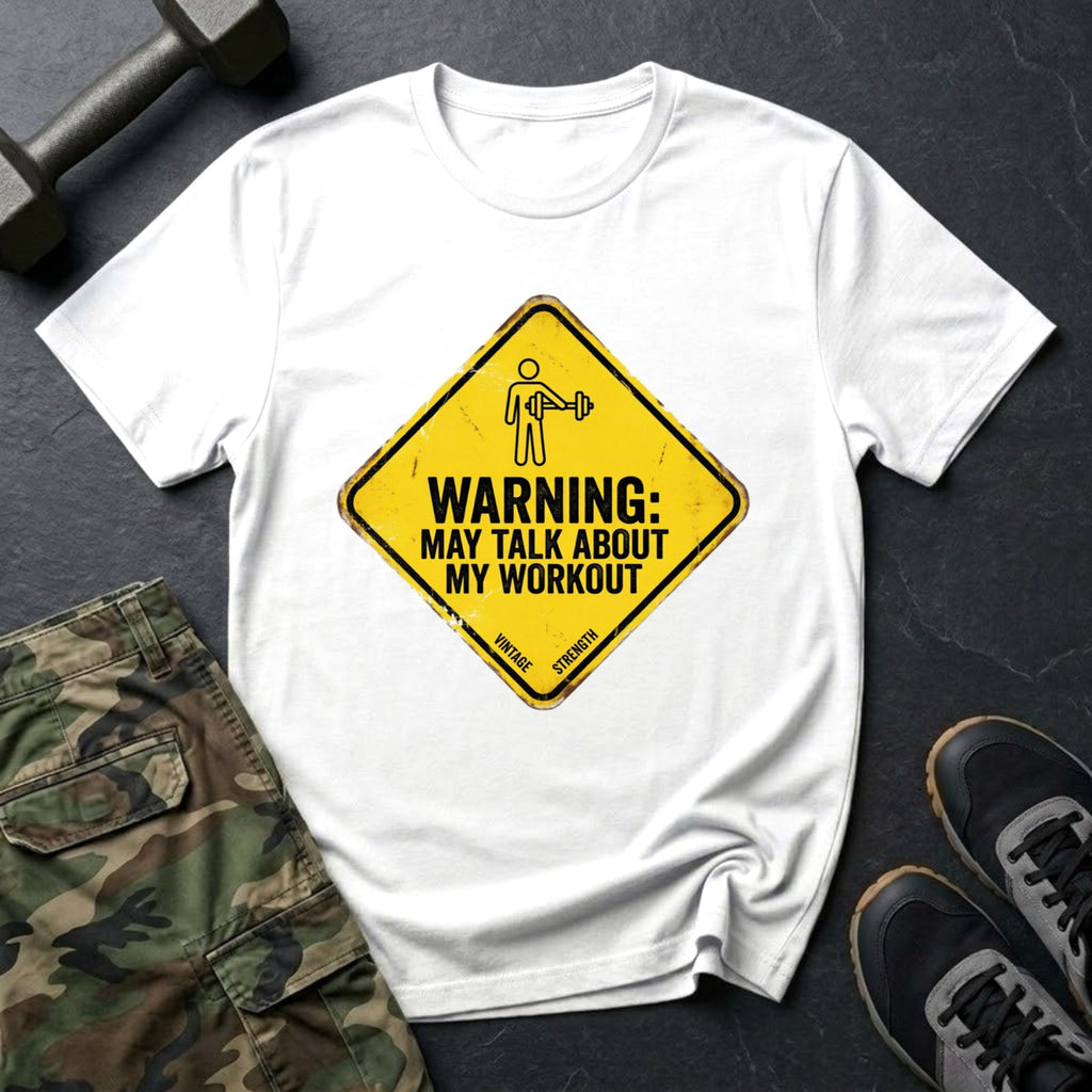 Warning: May Talk About My Workout - Gym T-Shirt in White